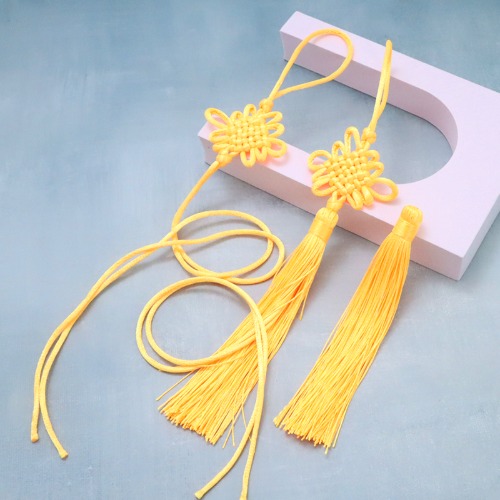 장신구줄 전통노리개 격자매듭 분리형 세트 노랑