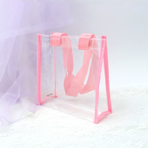 PVC 투명 비닐가방 소 [분홍]