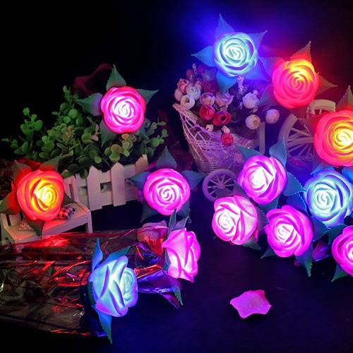 그리기등(LED)장미송이꽃+줄기+건전지포함