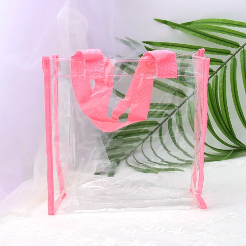 PVC 투명 비닐가방 대 [분홍]
