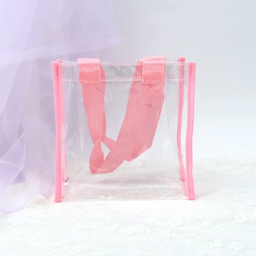 PVC 투명 비닐가방 소 [분홍]