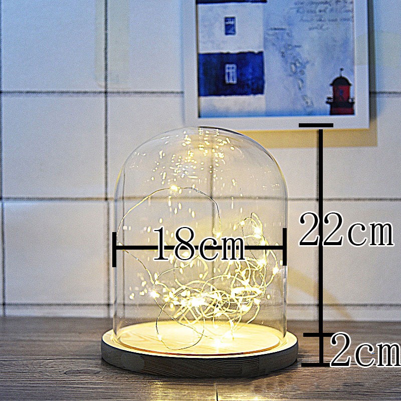 LED 유리돔  원목 플랫 003 [18cm*22cm]