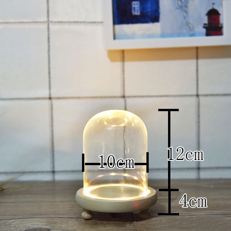 LED 받침 유리돔 원목 클로 0025 [10cm*12cm]