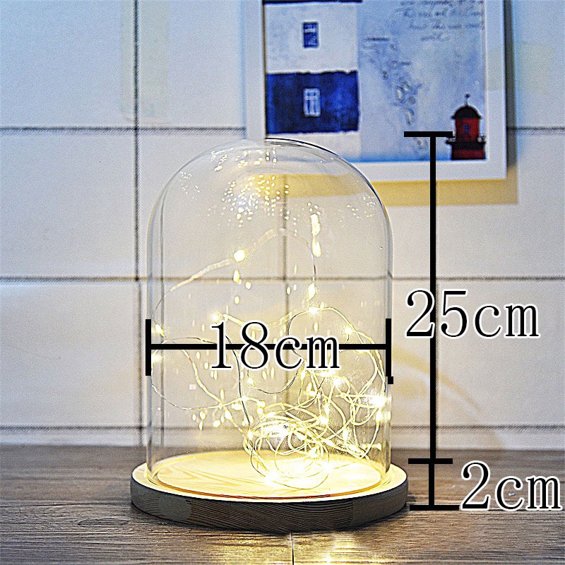 LED 유리돔  원목 플랫 003 [18cm*25cm]