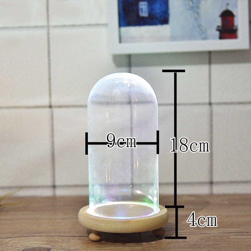 LED 받침 컬러 유리돔 원목 클로 0025 [9cm*18cm]