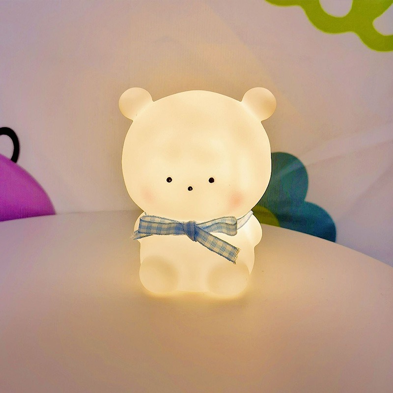 LED 동물 탁상램프 [하얀 곰+리본포함]