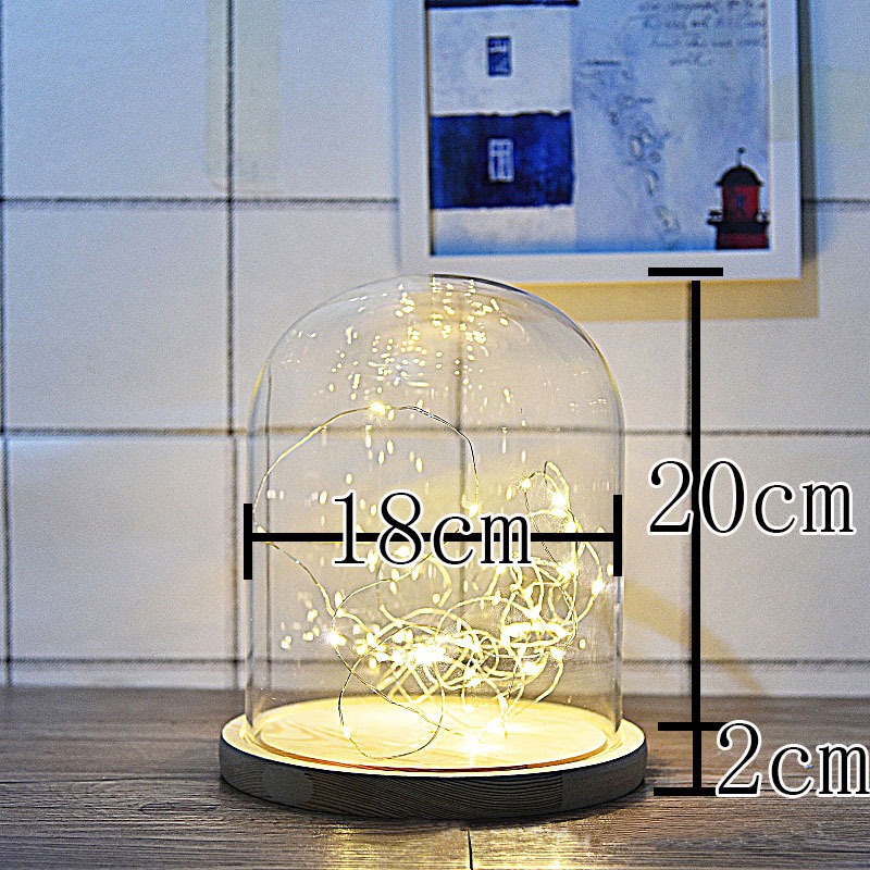 LED 유리돔  원목 플랫 003 [18cm*20cm]